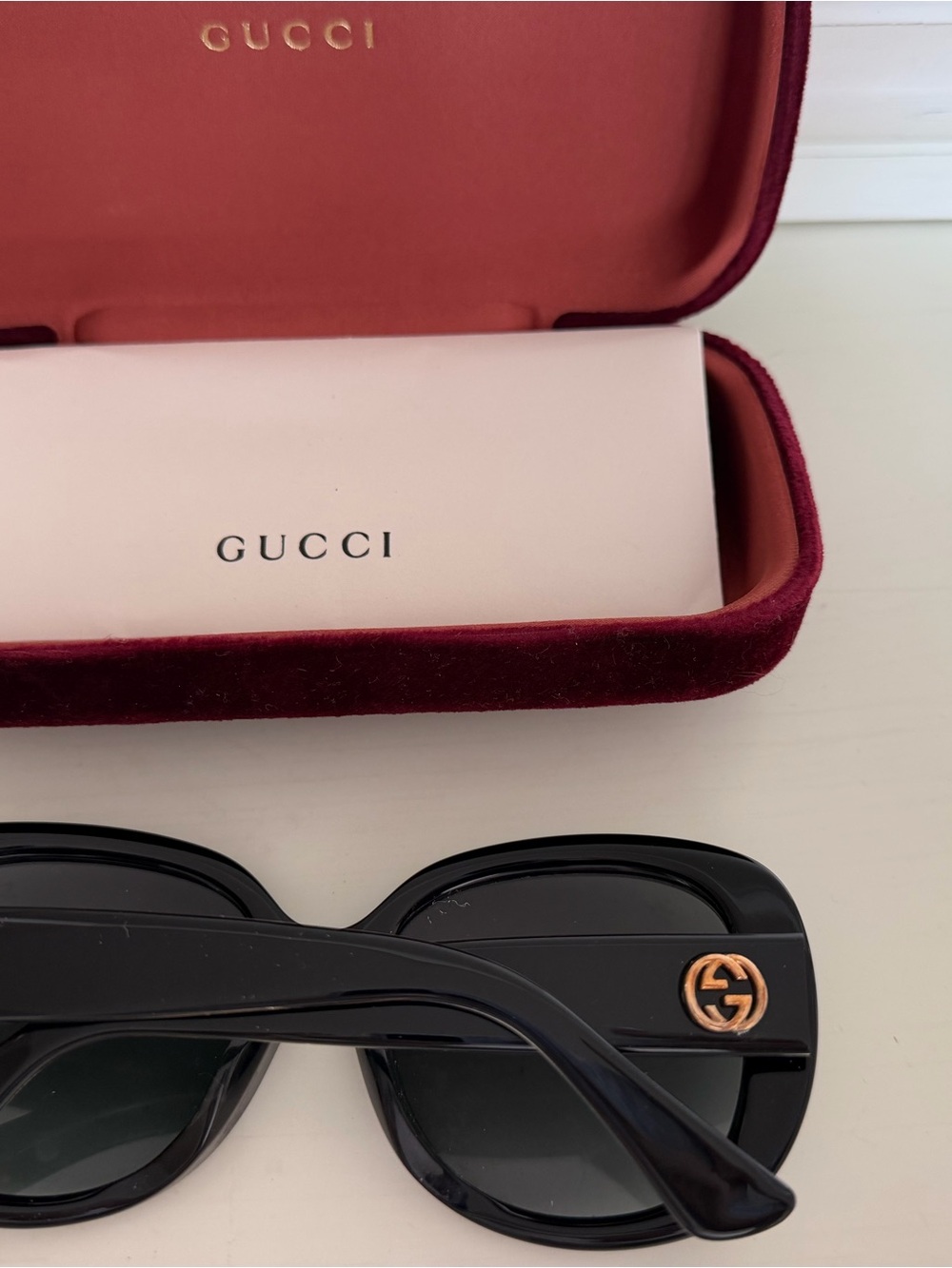 Gucci Black Sunglasses with Gold Double G Accent
